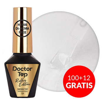100+12gratis Rubber Doctor Top Molly Nails kauczukowy samonaprawiający się top no wipe HEMA/Di-HEMA Free clear 10g