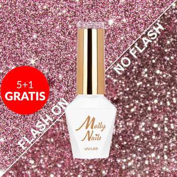 5+1gratis Lakier hybrydowy Molly Nails Flashing Lights Oh, so glow! HEMA/Di-HEMA Free 8g Nr 562