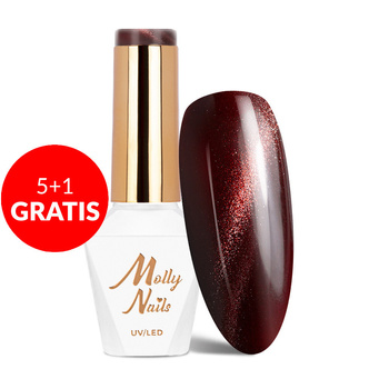 5+1gratis Lakier hybrydowy LED/UV Gel Polish Reds Cat Eye Red Nr 237 Molly Nails HEMA/Di-HEMA Free 8g