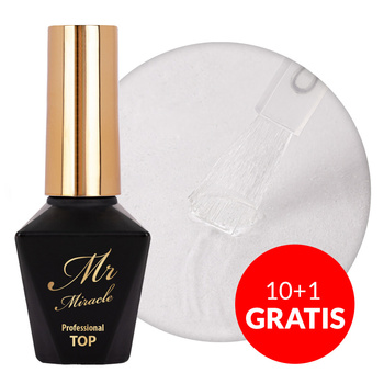 10+1gratis Top no wipe Mr Miracle Molly Nails do lakierów hybrydowych nie przyjmujący pigmentu Clear HEMA/Di-HEMA Free 10g