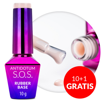 10+1gratis Baza kauczukowa elastyczne paznokcie S.O.S. Antidotum Molly Nails Fluffy Marshmallow 10g