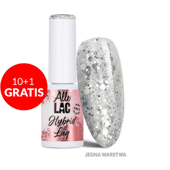 10+1gratis Lakier hybrydowy LED/UV Gel Polish Whites W5 Silver Glitter AlleLac HEMA/Di-HEMA Free 6g