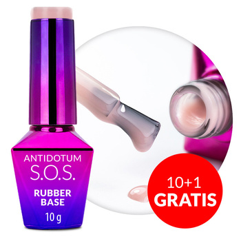 10+1gratis Baza kauczukowa elastyczne paznokcie S.O.S. Antidotum Molly Nails Creme de Nude 10g