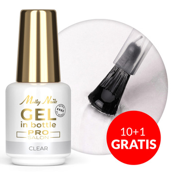 10+1gratis Żel budujący w butelce z pędzelkiem Gel in Bottle Molly Nails Pro Salon Clear HEMA/Di-HEMA Free 15g