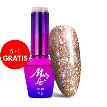 5+1gratis Lakier hybrydowy MollyLac Queens of life Rose Gold 10g Nr 33