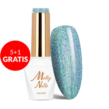 5+1gratis Lakier hybrydowy Molly Nails Shocking Shine Little Soul HEMA/Di-HEMA Free 8g Nr 685