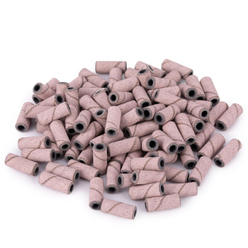 Kapturki do manicure i pedicure mandrele nakładki ścierne mini cylinder 3mm gradacja 240 różowe 50 szt.