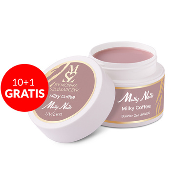 10+1gratis Żel budujący Salon Gel Milky Coffee by Monika Szlósarczyk Molly Nails HEMA/Di-HEMA Free 50g