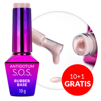 10+1gratis Baza kauczukowa elastyczne paznokcie S.O.S. Antidotum Molly Nails Endless Flame 10g