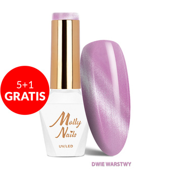5+1gratis Magnetyczny lakier hybrydowy z efektem kociego oka Cat Eye Crystal Water Molly Nails HEMA/Di-HEMA Free 8g Nr 167