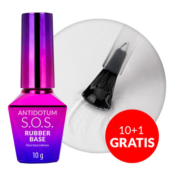 10+1gratis Baza kauczukowa elastyczne paznokcie manicure pedicure do mocowania ozdób S.O.S. Antidotum Molly Nails Clear 10g
