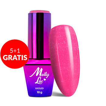 5+1gratis Lakier hybrydowy MollyLac Glowing Time Scarlet 10g Nr 231