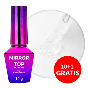 10+1gratis Top nabłyszczający do wcierania pyłków no wipe bez przecierania Mirror Top Molly Nails HEMA/Di-HEMA Free Clear 10g