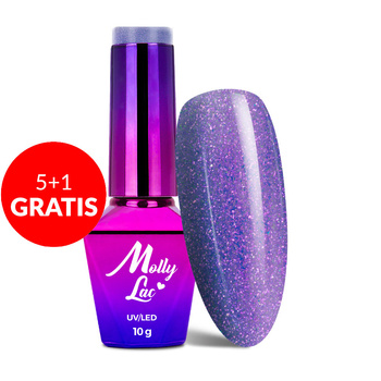 5+1gratis Lakier hybrydowy MollyLac Winter Crystalize Forever Young 10g Nr 225