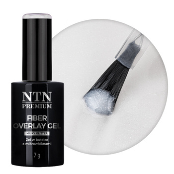 Żel w butelce z mikrowłóknami Fiber Overlay Gel Milky Glitter NTN Premium 7 g