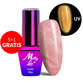 5+1gratis Lakier hybrydowy świecący w ciemności MollyLac Night Glowing Introspectre HEMA/Di-HEMA Free 10g Nr 671