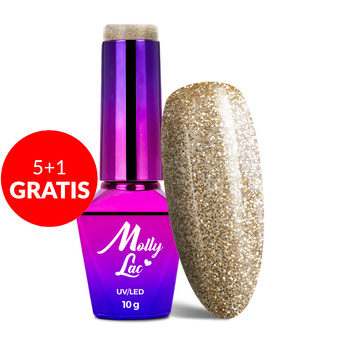 5+1gratis Lakier hybrydowy MollyLac Queens Of Life Rich Gold 10g Nr 38