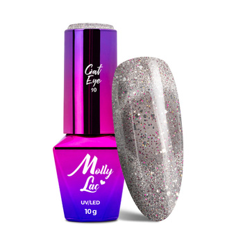 Magnetyczny lakier hybrydowy z efektem kociego oka Cat Eye Foxy Eyes Multicolor Chrom MollyLac 10g Nr 558