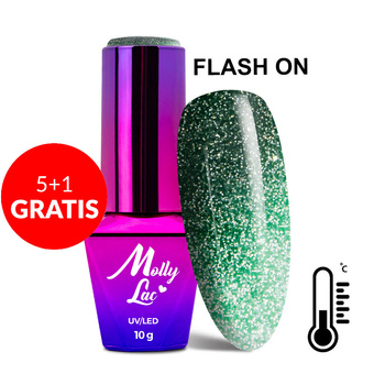 5+1gratis Lakier hybrydowy MollyLac Thermo Flashing Lights Rumour 10 g Nr 695