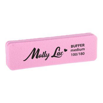 Polerka dwustronna Buffer mini szeroka Medium 100/180 różowa MollyLac 5szt