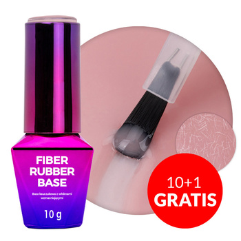 10+1gratis Baza kauczukowa LED/UV z włóknami Molly Nails Rubber Fiber Base Nutty Nut 10g