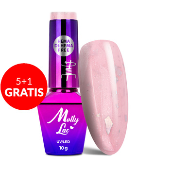 5+1gratis Lakier hybrydowy MollyLac Sparkling French Simple flash HEMA/Di-HEMA Free 10g Nr 707