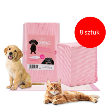 8sztuk Podkłady mata maty chłonne dla psa nauka sikania higiena czystość AlleMed 100 szt. 40x60 cm różowe