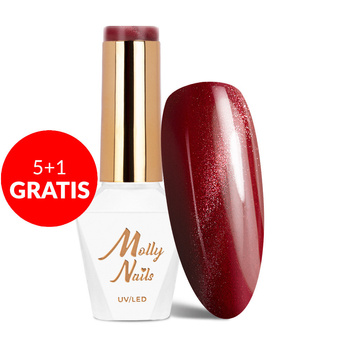 5+1gratis Lakier hybrydowy LED/UV Gel Polish Reds Cat Eye Red Nr 231 Molly Nails HEMA/Di-HEMA Free 8g