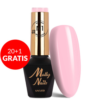 20+1gratis Lakier hybrydowy Molly Nails Natural by Monika Mielniczuk HEMA/Di-HEMA free 8g Nr N1