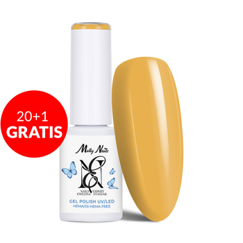 20+1gratis Lakier hybrydowy LED/UV Gel Polish Molly Nails by Ewelina Staszak Talizman T7 Kalcyt żółty HEMA/Di-HEMA Free 7g