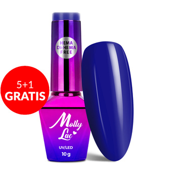5+1gratis Lakier hybrydowy MollyLac Power Flower Blue hydrangea HEMA/Di-HEMA Free 10g Nr 727