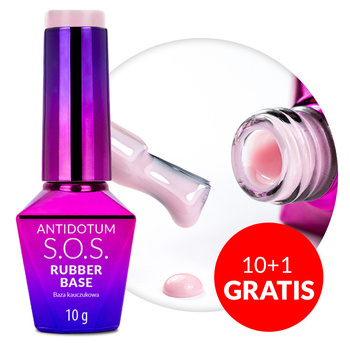 10+1gratis Baza kauczukowa elastyczne paznokcie S.O.S. Antidotum Molly Nails Cotton Candy 10g