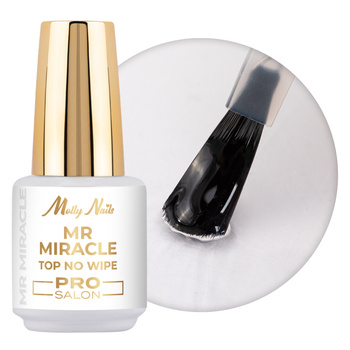 Top no wipe Mr. Miracle Pro Salon Molly Nails do lakierów hybrydowych nie przyjmujący pigmentu Clear HEMA/Di-HEMA Free 15g
