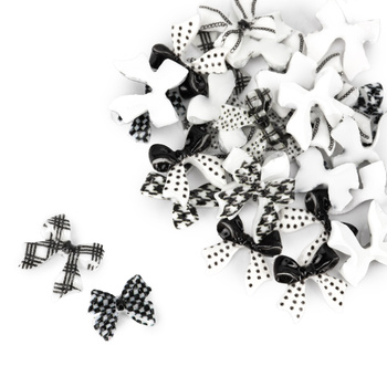 Ozdoby do paznokci kokardki 3D Molly Nails biało czarne 30 szt