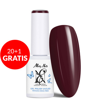 20+1gratis Lakier hybrydowy LED/UV Gel Polish Molly Nails by Ewelina Staszak Talizman T12 Granat HEMA/Di-HEMA Free 7g