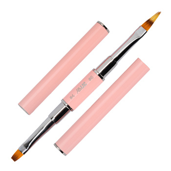 Pędzelek dwustronny do żelu Nr 4 kwadratowy i do zdobień 6mm AlleLac różowy