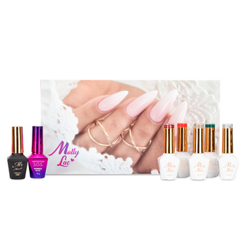 Zestaw 5 lakierów hybrydowych Flashing Molly Nails+ Baza i Top Gratis