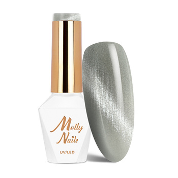 Magnetyczny lakier hybrydowy z efektem kociego oka Cat Eye Crystal Water Molly Nails HEMA/Di-HEMA Free 8g Nr 161