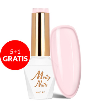 5+1gratis Lakier hybrydowy Molly Nails French Manicure Peach Pink HEMA/Di-HEMA Free 8g Nr 137