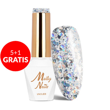 5+1gratis Lakier hybrydowy Molly Nails Crushed Diamonds Dreaming in Vegas HEMA/Di-HEMA Free 8g Nr 538