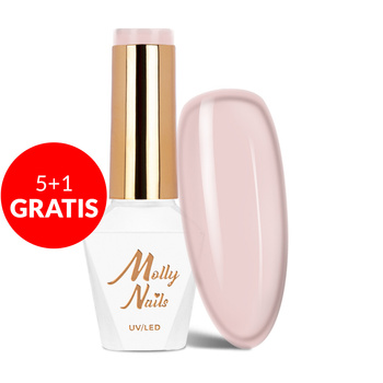 5+1gratis Lakier hybrydowy Molly Nails French Manicure Pink Nude HEMA/Di-HEMA Free 8g Nr 135
