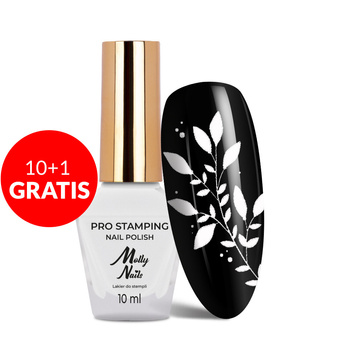 10+1gratis Lakier do stempli i stampingu Molly Nails PRO Stamping biały white 10ml