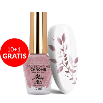 10+1gratis Lakier do stempli i stampingu Molly Nails PRO Stamping Chrome light pink 10ml