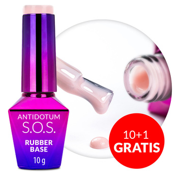 10+1gratis Baza kauczukowa elastyczne paznokcie S.O.S. Antidotum Molly Nails Babydoll 10g