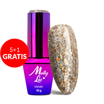 5+1gratis Lakier hybrydowy brokatowy MollyLac Born To Glow Bond Girl 10 g Nr 578