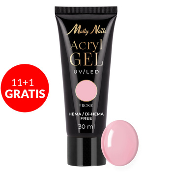 11+1gratis Akrylożel Polygel żel budujący do przedłużania AcrylGel Molly Nails HEMA/Di-HEMA Free Rosie 30 ml