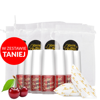 100szt Oliwka okazjonalna do skórek i paznokci o zapachu wiśni z krówkami w ozdobnym woreczku 5ml