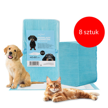 8sztuk Podkłady mata maty chłonne dla psa nauka sikania higiena czystość AlleMed 100 szt. 40x60 cm niebieskie