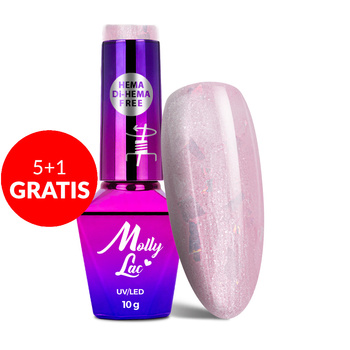 5+1gratis Lakier hybrydowy MollyLac Sparkling French Wedding dress HEMA/Di-HEMA Free 10g Nr 705