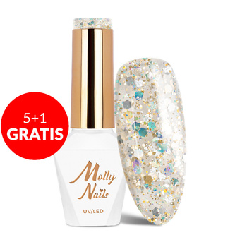 5+1gratis Lakier hybrydowy Molly Nails Crushed Diamonds Seduce a Millionaire HEMA/Di-HEMA Free 8g Nr 536